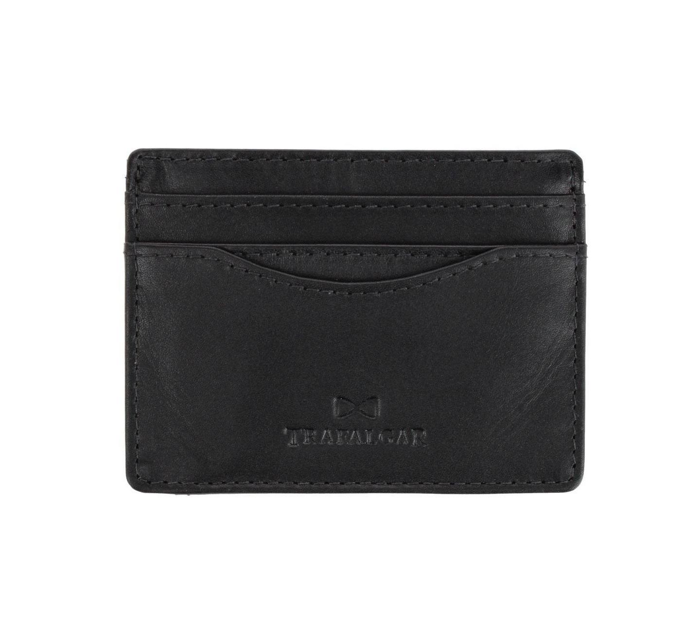 Мужской кошелёк TRAFALGAR Ion Curved Side Slot Leather Card Case, цвет: Чёрный — фото 1
