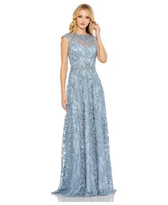 Women's High Neck Embellished Cape Gown