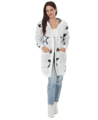 Women's Hooded Star-Print Wool Cardigan