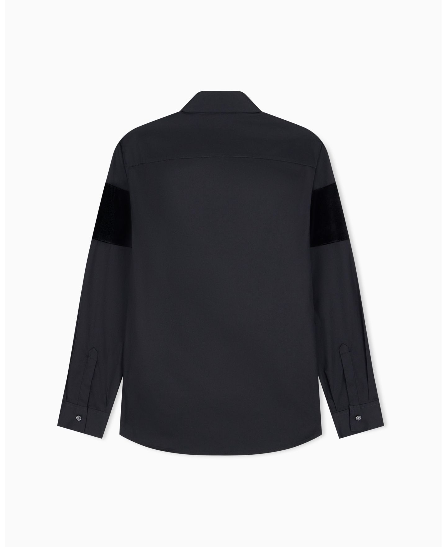 Мужская рубашка A|X Armani Exchange Stretch Colorblock Velvet-Detailed Long-Sleeve Button-Down, цвет: Чёрный — фото 3