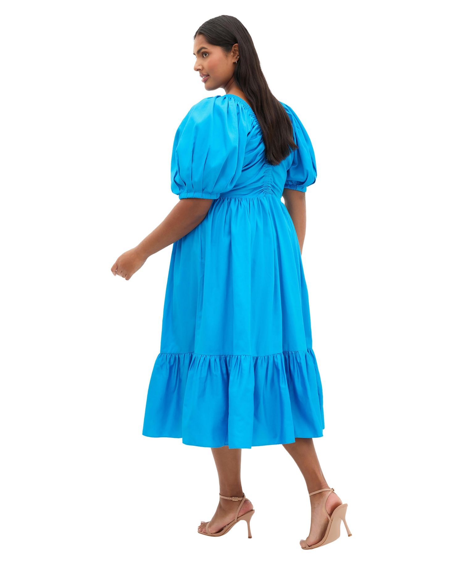 Plus Size Gracie V-Neck Puff Sleeve Cotton Dress