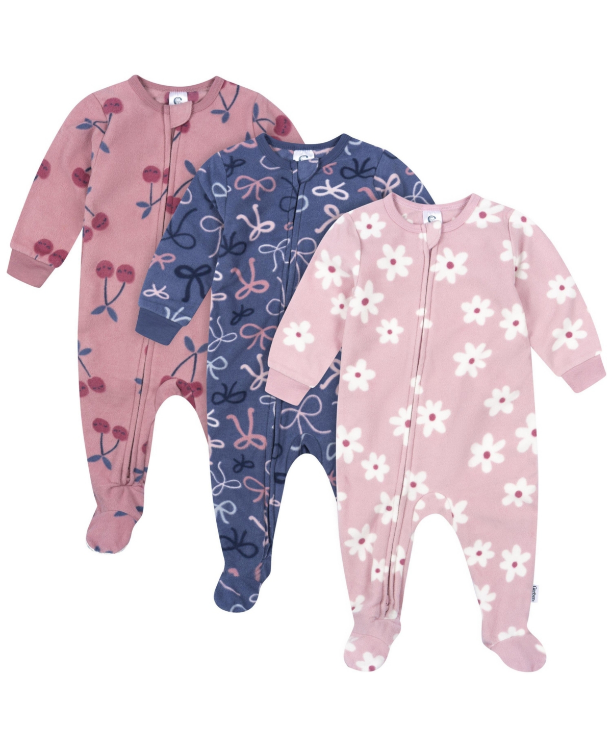 Gerber Baby Girl's 3-Pack Footless Fleece Pajamas