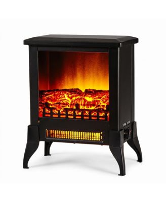 14 in Freestanding Electric Fireplace Heater with Realistic Flame for Small Spaces, 1400W