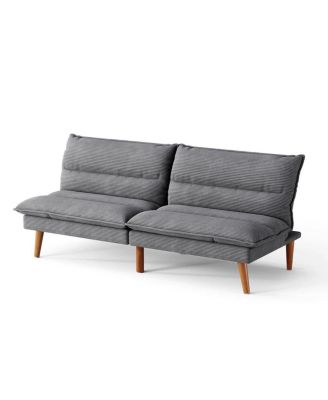 Modern Sleeper Futon Sofa with Fabric Upholstery and Wood Legs