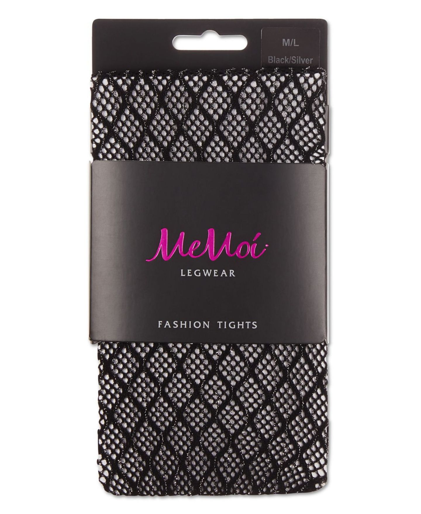 Женские колготки MeMoi Infinite Diamond Lurex Shimmer Fishnet Tights, цвет: Чёрный / Серебряный — фото 3