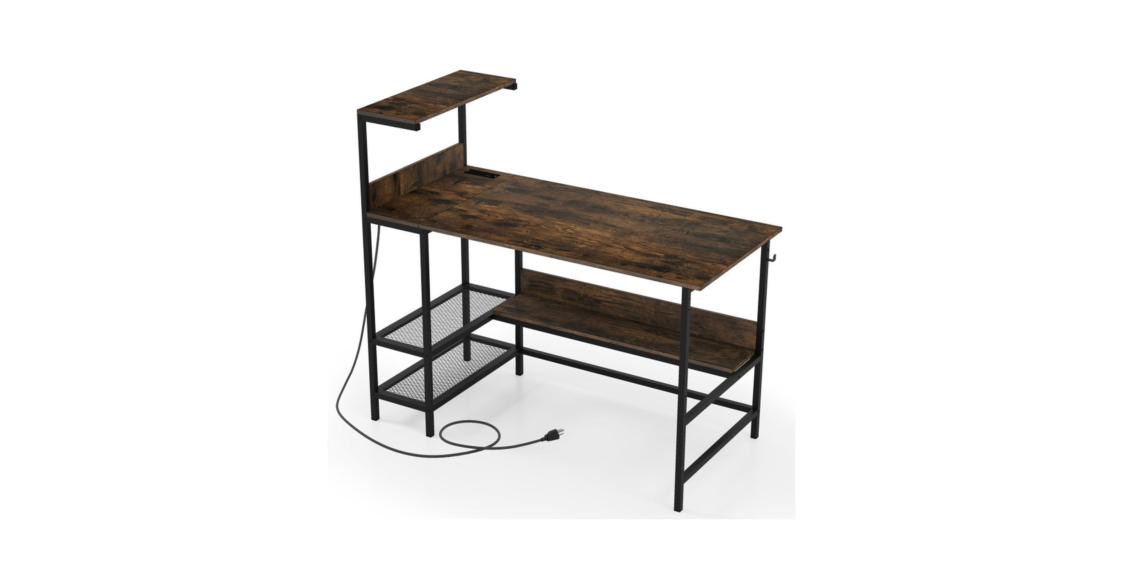 Gouun 48-Inch Computer Desk Featuring Reversible Storage Shelves