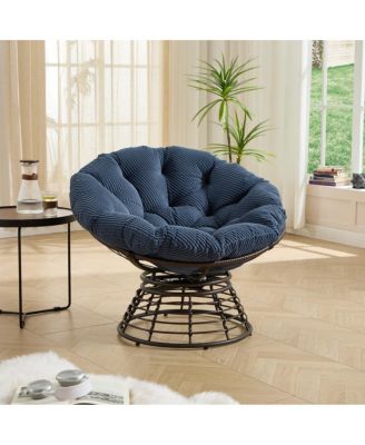 Ergonomic Wicker Papasan Chair, 360degree(s) Silent Swivel Rattan Chair with Soft Cushion,for Indoor Outdoor Living Room Bedroom Reading Room