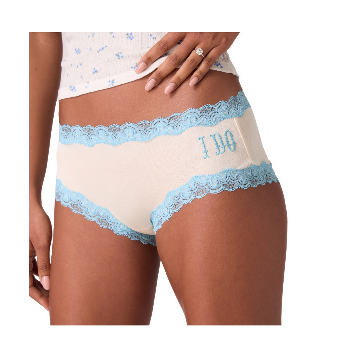 Uwila Warrior Women's Soft Silk 'I Do' Bridal Lace Trim Brief