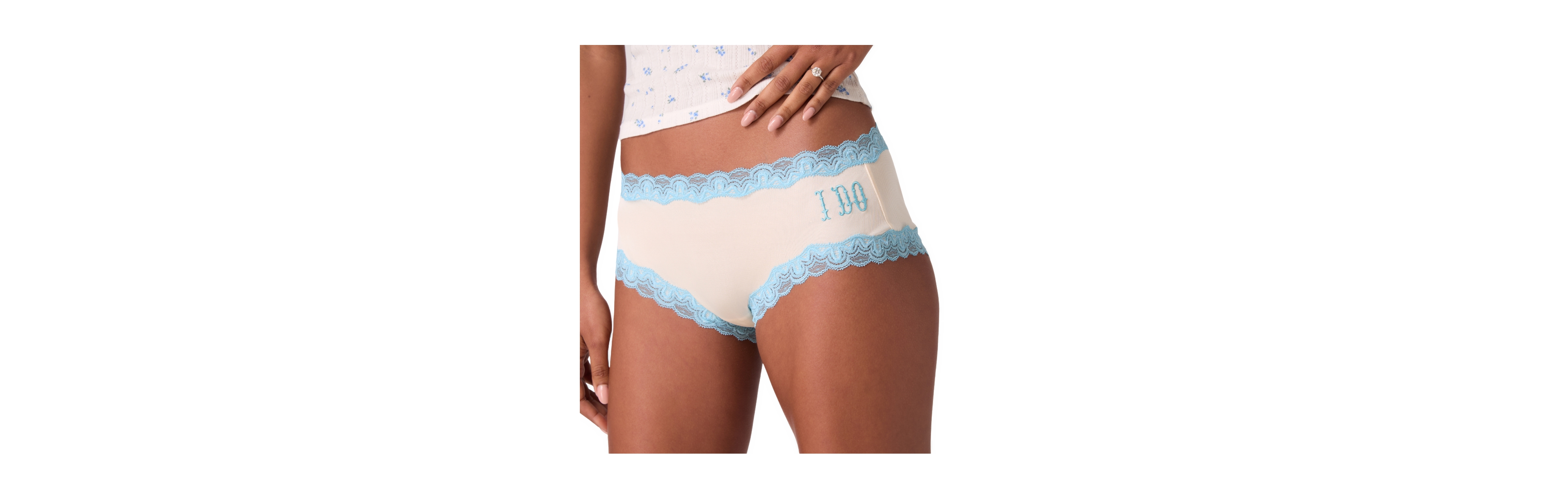 Uwila Warrior Women's Soft Silk 'I Do' Bridal Lace Trim Brief