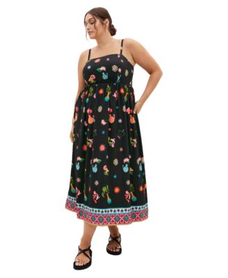 Plus Size Layla Square Neck A-Line Midi Dress