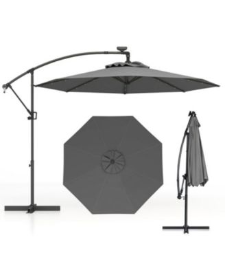 10 Feet 360degree(s) Rotation Solar Powered LED Patio Offset Umbrella without Weight Base