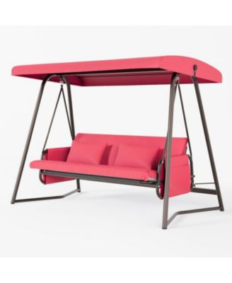 3-4 Seater Patio Swing with Adjustable Canopy, 700LB Rustproof Outdoor Swing Chair
