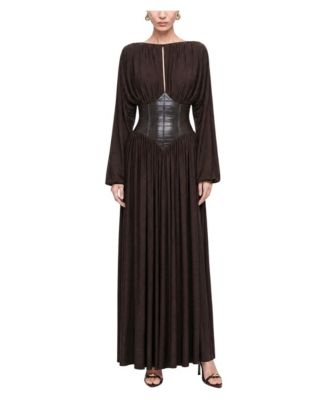 Women's Leather Corset Maxi Dress