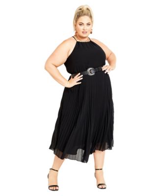 Plus Size Kaya Pleated Halter Fit-and-Flare Dress