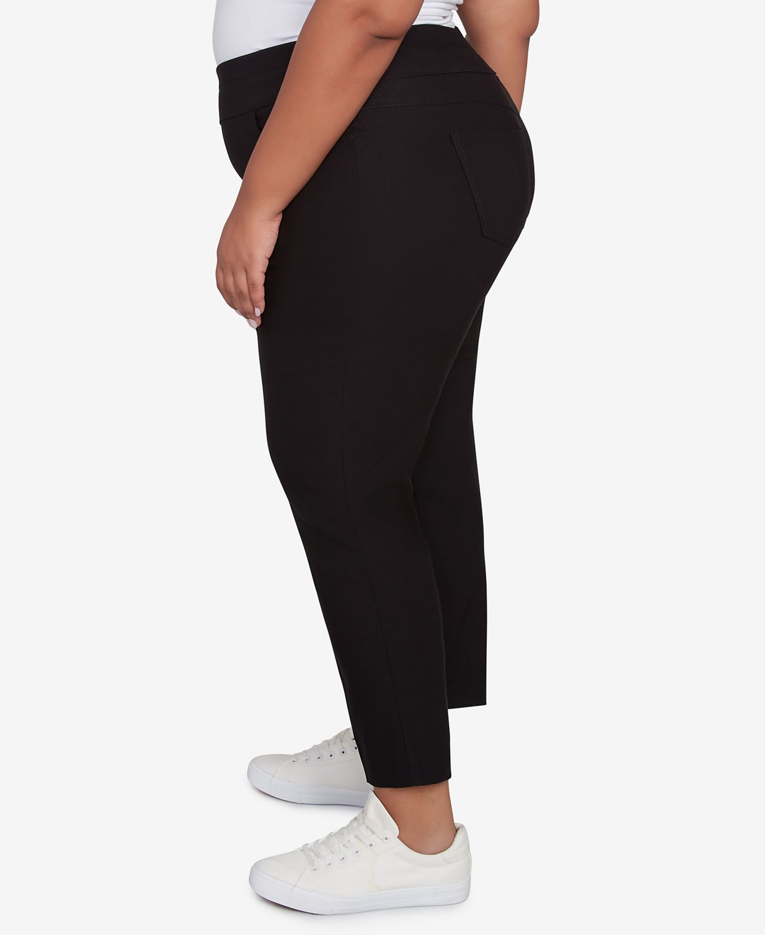 Plus Size Silk Tech Pull-On Ankle Straight-Leg Pants