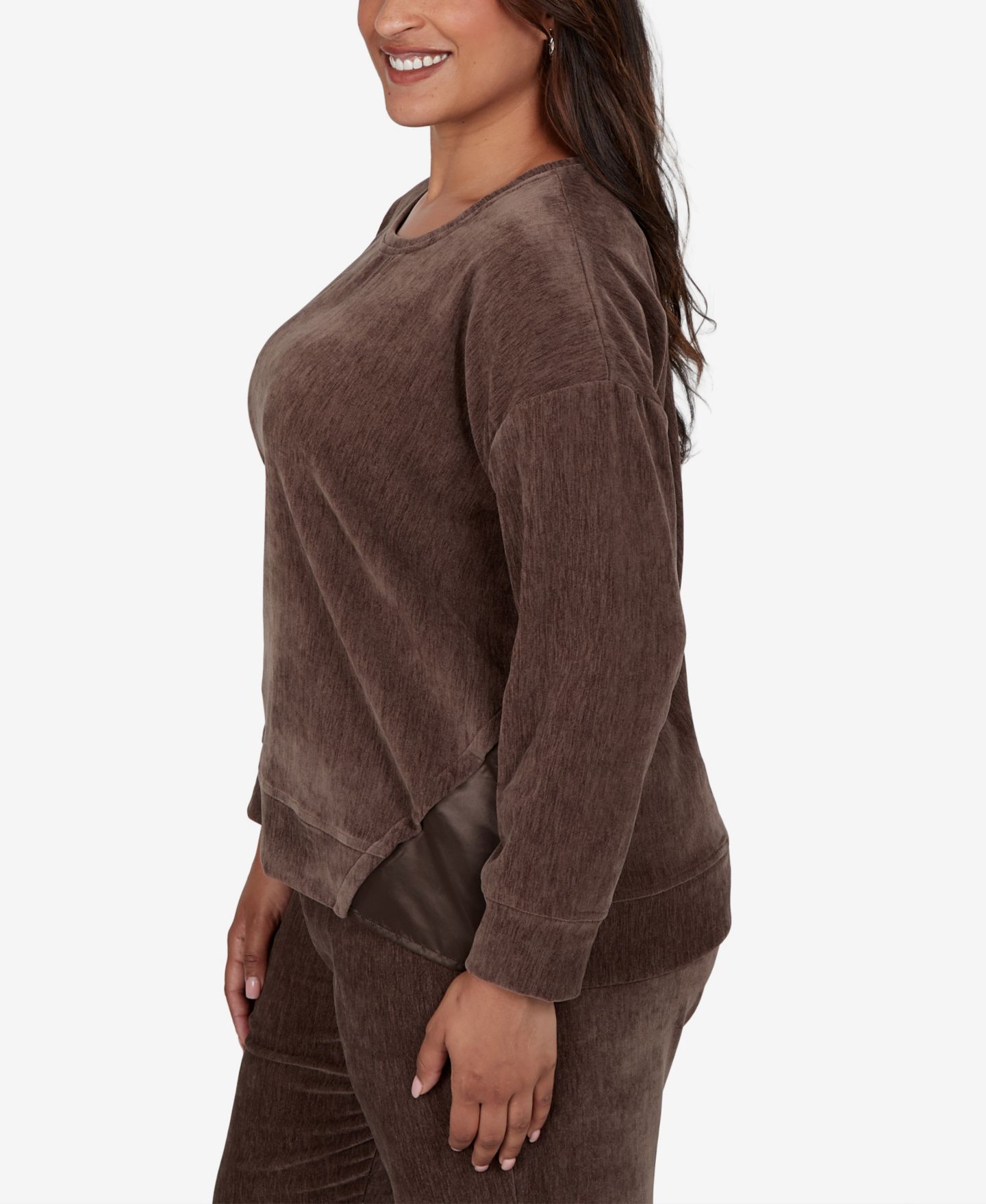 Женский свитер Ruby Rd. Plus Size Corduroy Crewneck Long Sleeve Pullover, цвет: Какао — фото 3