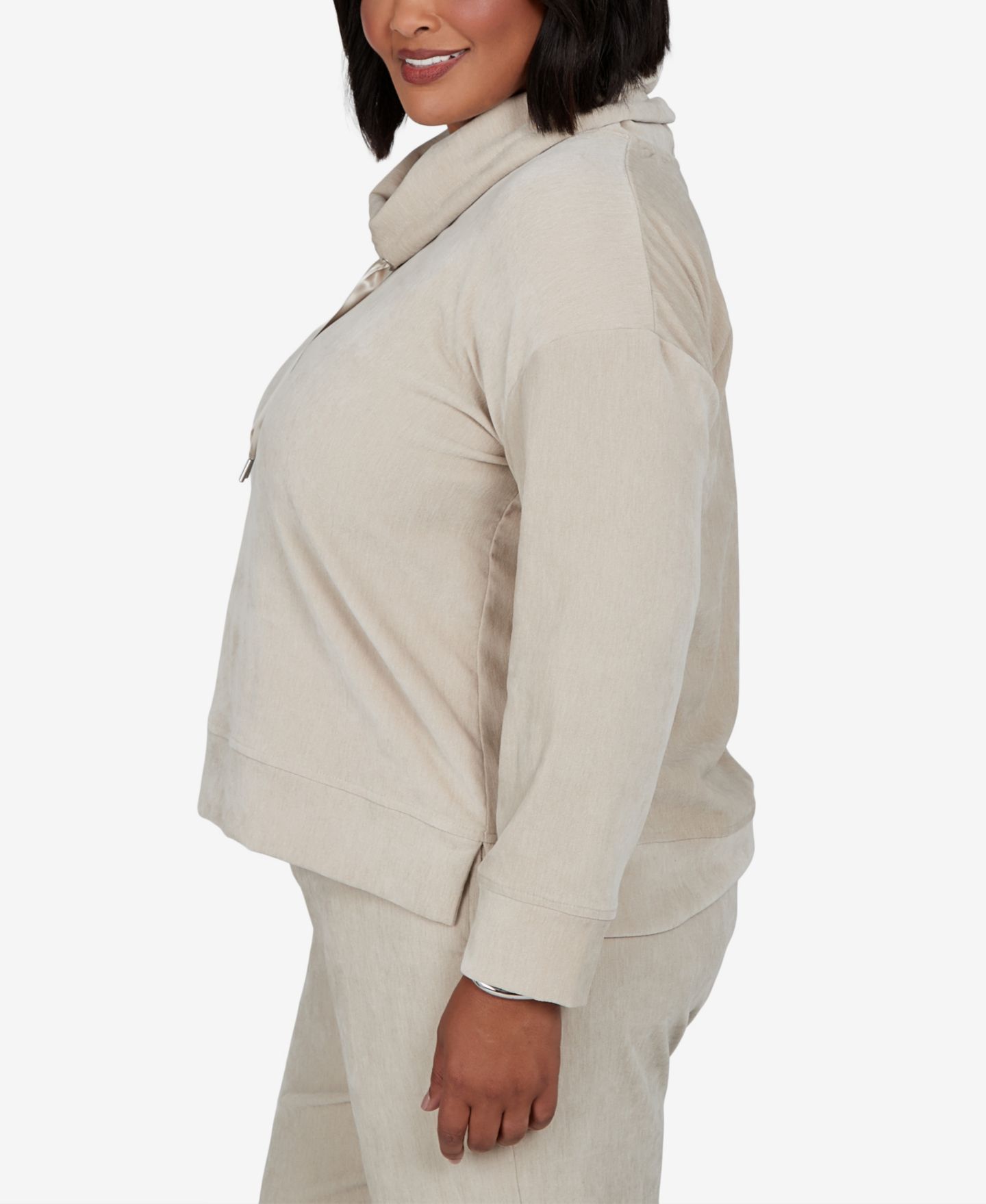 Женский свитер Ruby Rd. Plus Size Cowl Neck Ribbed-Knit Long-Sleeve Pullover, цвет: Chino — фото 3