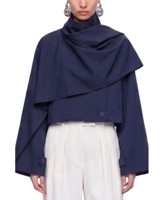 Women's Shawl Detail Stand Collar Trench Coat