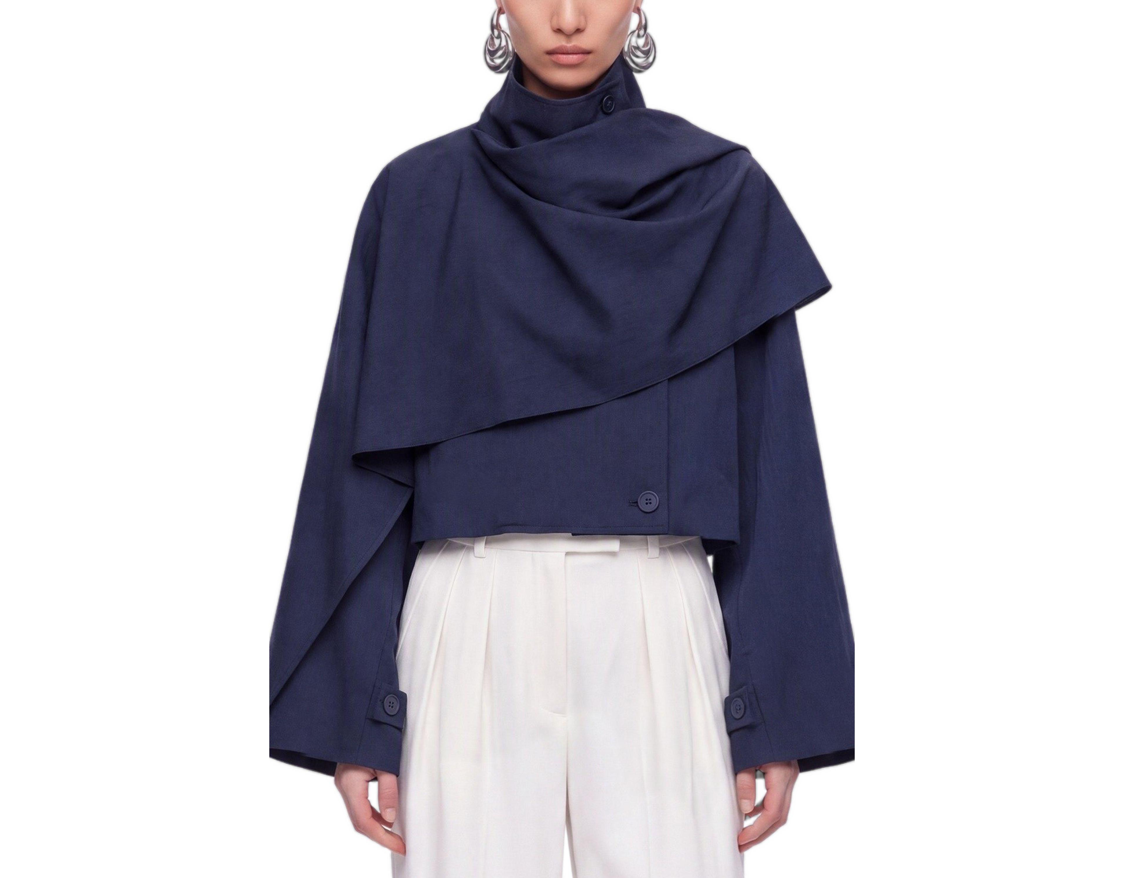Nocturne Women's Shawl Detail Stand Collar Trench Coat