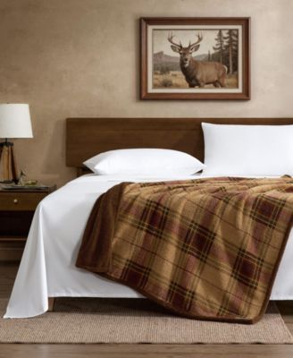 Holiday Plaid Printed Sherpa Throw, 70" X 50"