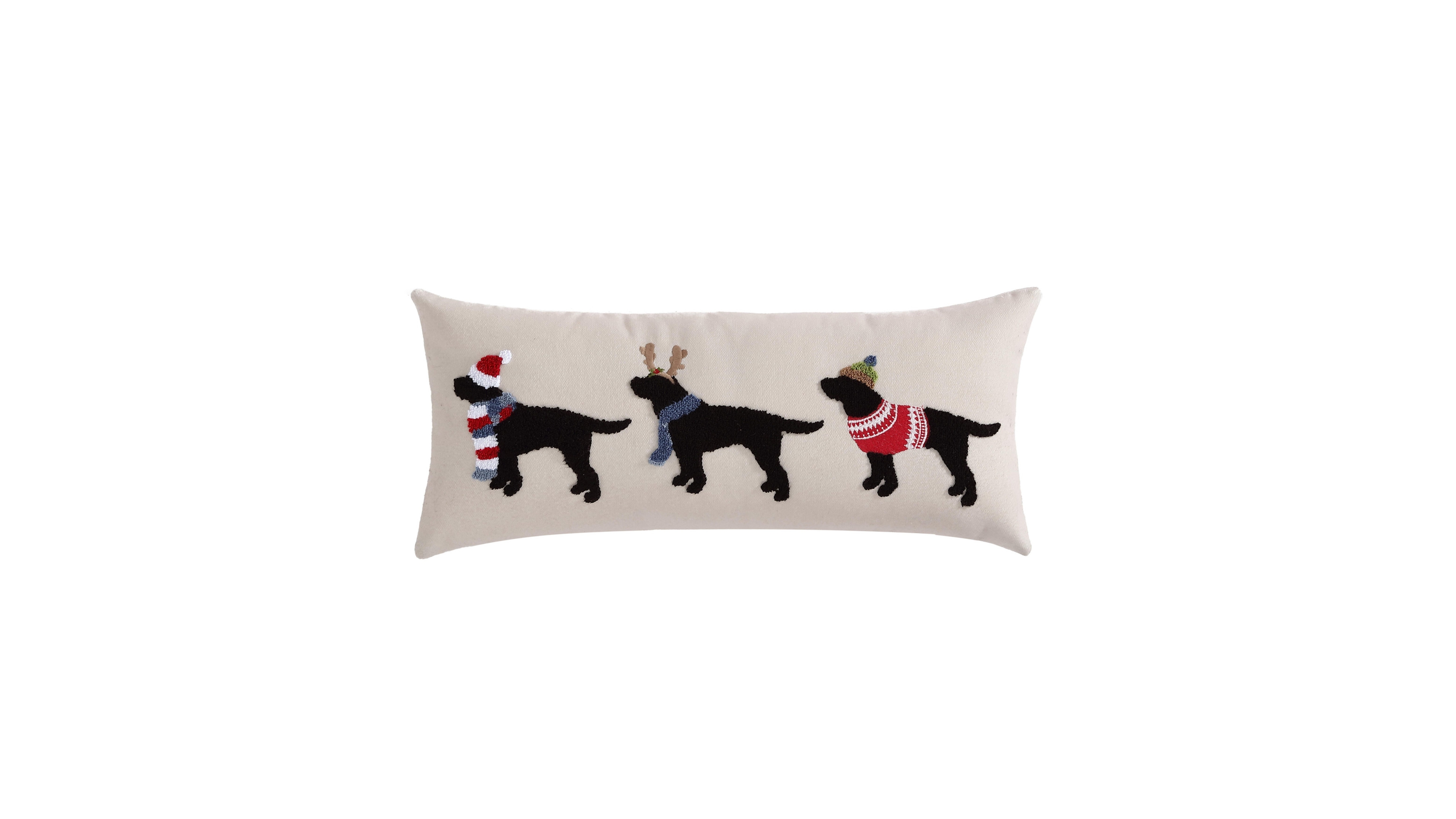Eddie Bauer Buddy Holiday Beige Novelty Decorative Pillow, 10" X 23"