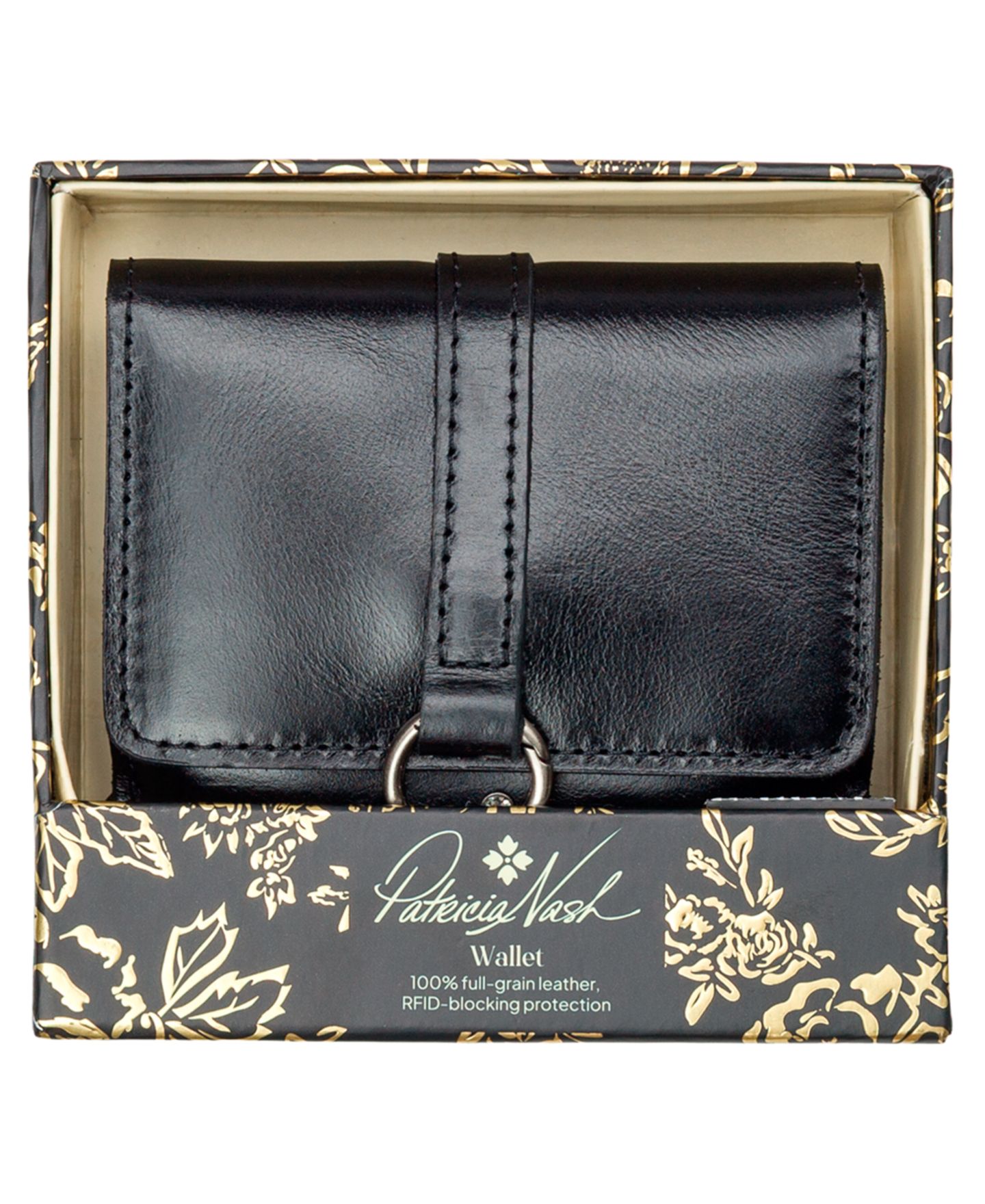 Женский кошелёк Patricia Nash Verla Boxed Full Grain Leather Trifold Wallet, цвет: Чёрный — фото 2
