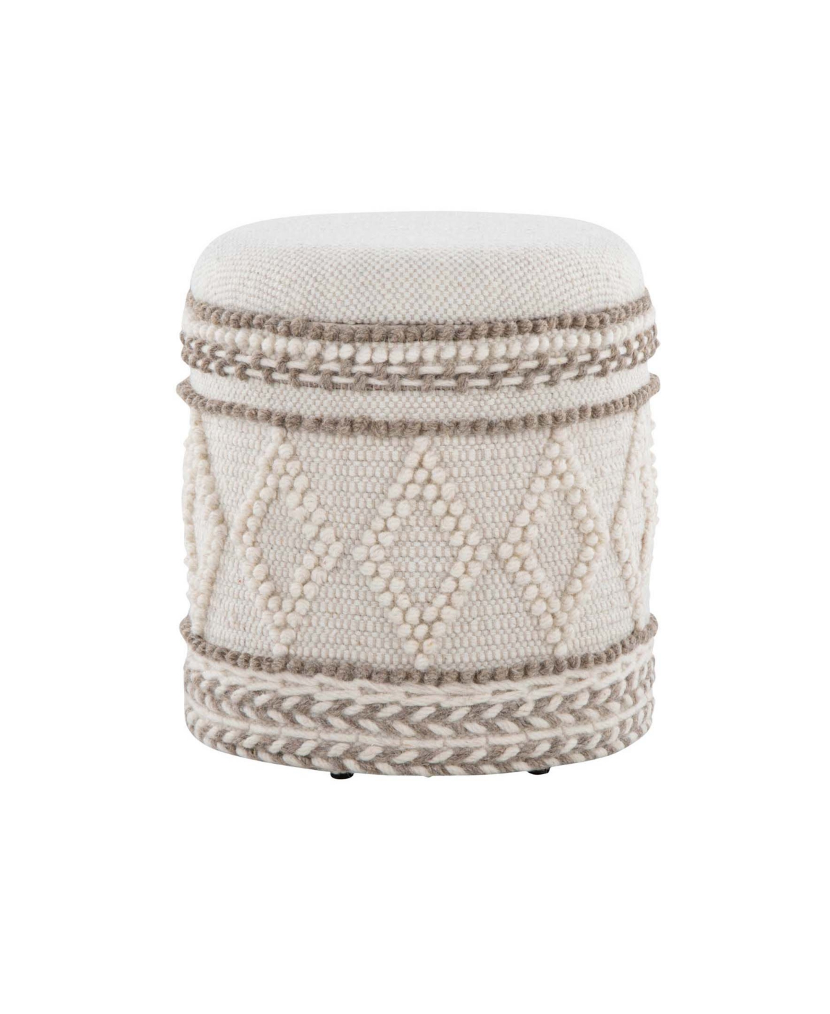 Lumisource Tahoe 18" Handwoven Wool Knotted Storage Ottoman