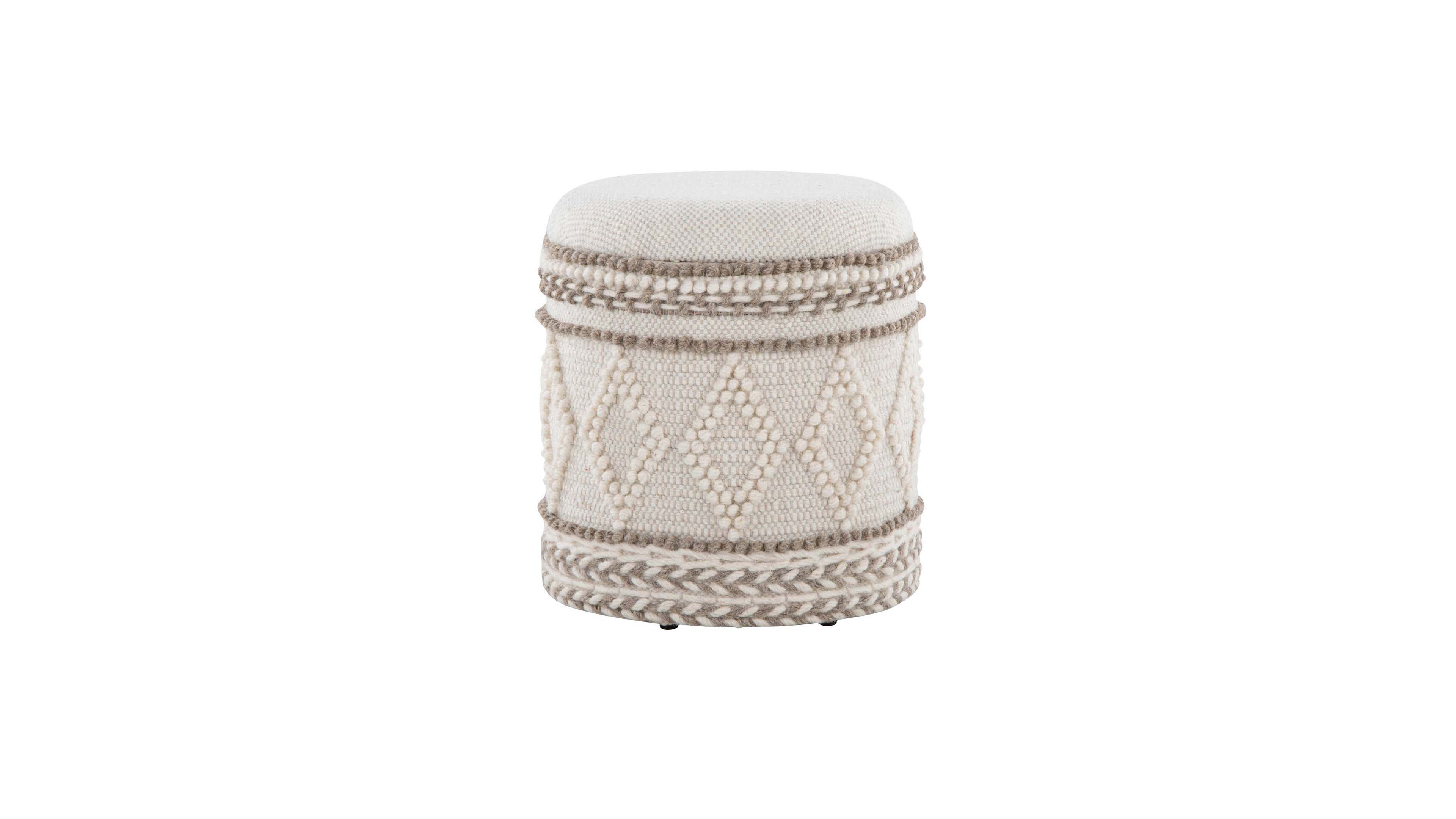 Lumisource Tahoe 18" Handwoven Wool Knotted Storage Ottoman