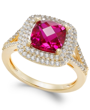 image of Lab-Created Ruby (2-1/2 ct. t.w.) and White Sapphire (1/2 ct. t.w.) Ring in 14k Gold-Plated Sterling Silver