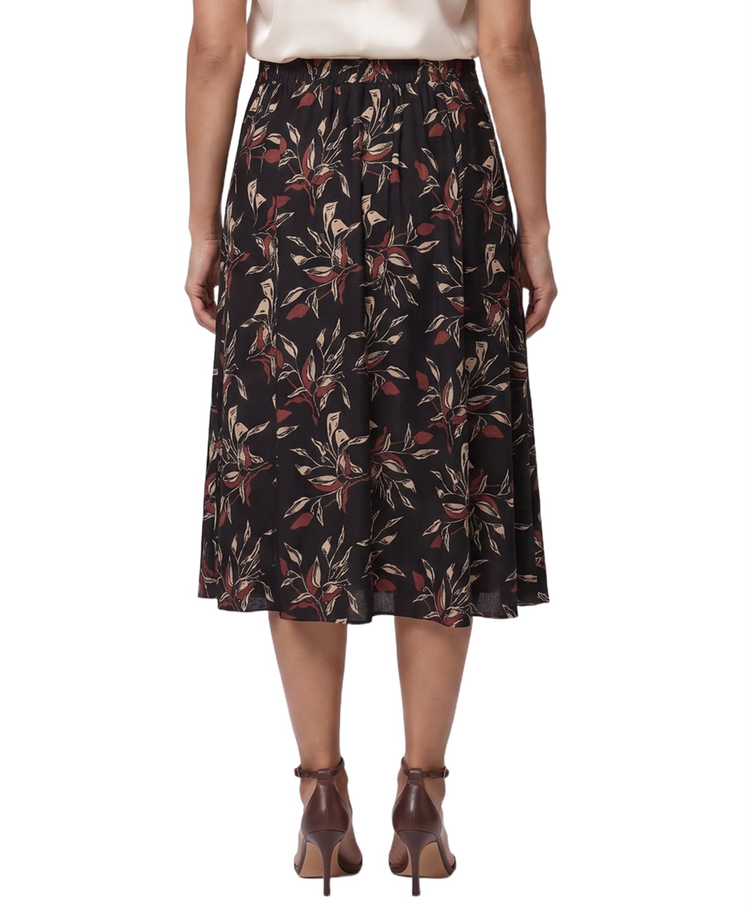 Petite High-Waisted A-Line Midi Skirt