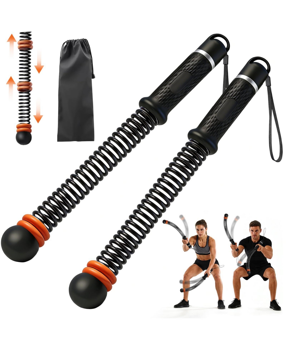 Sportneer Heavy Duty Cordless Ropeless Battle Ropes Portable Home Gym Fitness Equipment - Default