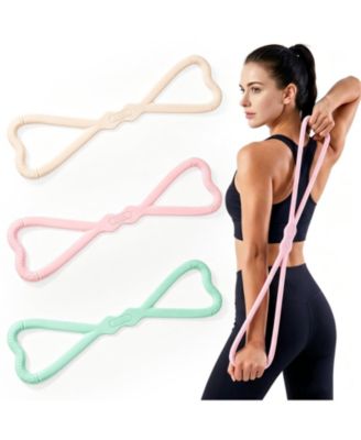 3 Pack Figure 8 Resistance Bands Set with Handles 3 Resistance Levels for Yoga Pilates Physical Therapy Workout