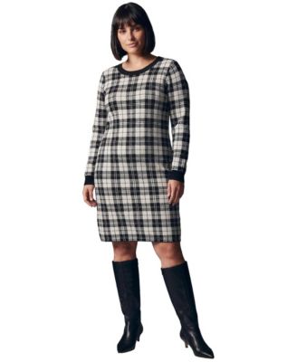 Plus Size Calista Long-Sleeve Knee-Length Crewneck Sweater Dress