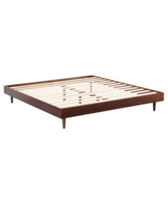 Mid-Century Modern Bed Frame with Platform Design for Bedroom