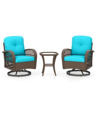 3-Piece Swivel Rocker Set with Glass-Top Side Table