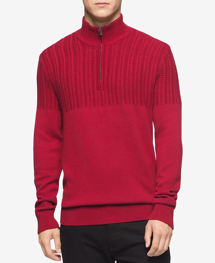 Calvin Klein Men's Half-Zip Multi-Texture Turtleneck- Macy's Exclusive &  Reviews - Sweaters - Men - Macy's