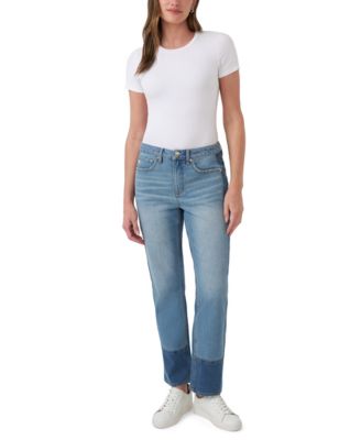 Women's Pieced High-Rise Straight Jeans