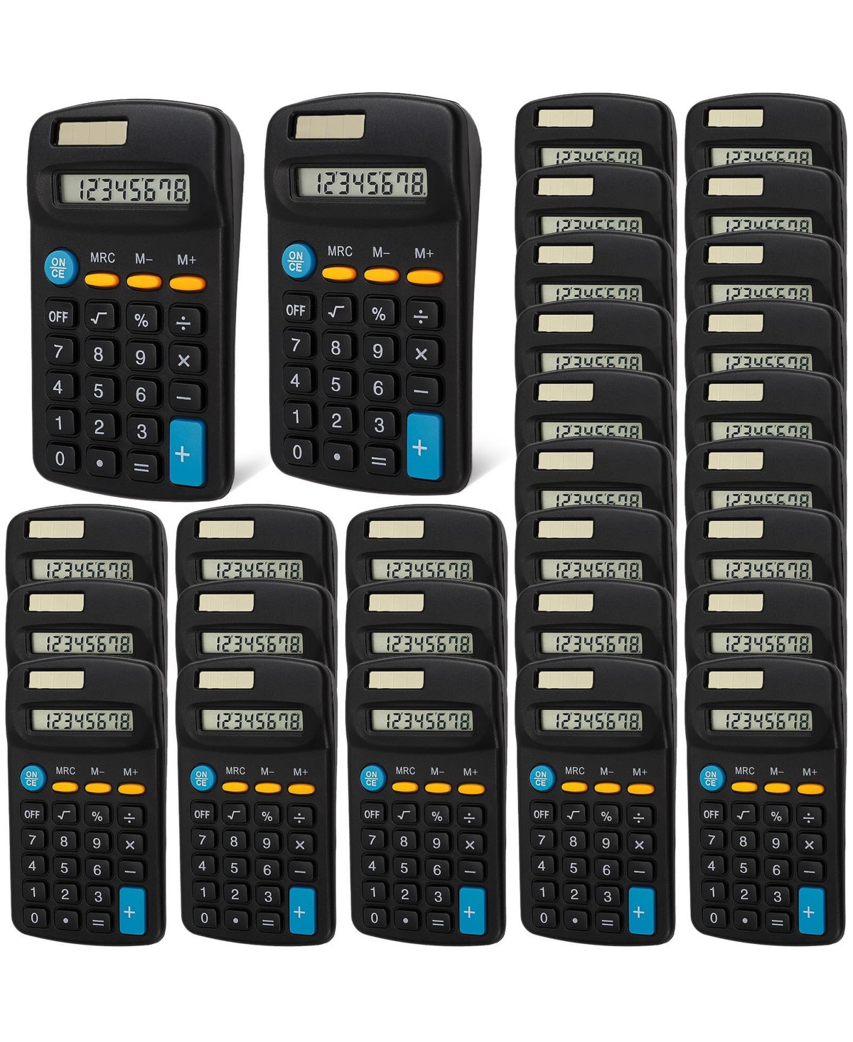 Four Candies 24 Pack Pocket Calculators 8 Digit Display Dual Power For School Office Home