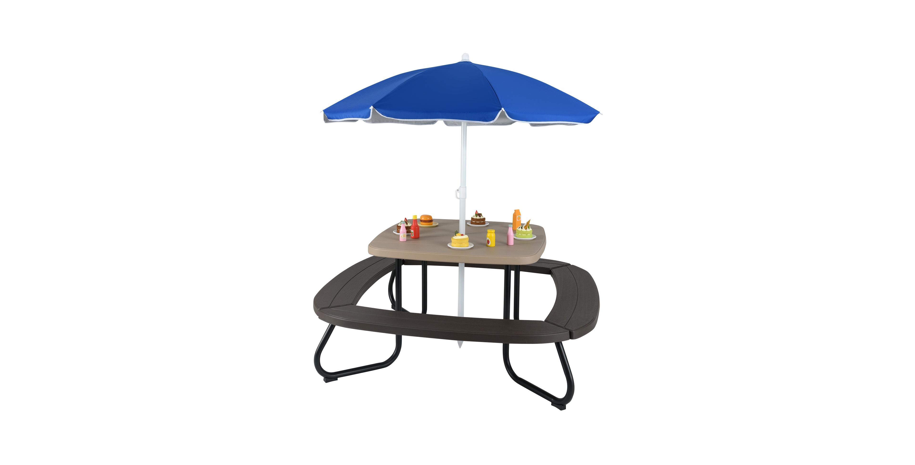 Sugift Kids Outdoor Picnic Table with Adjustable Umbrella for Ages 3 and Up Tables