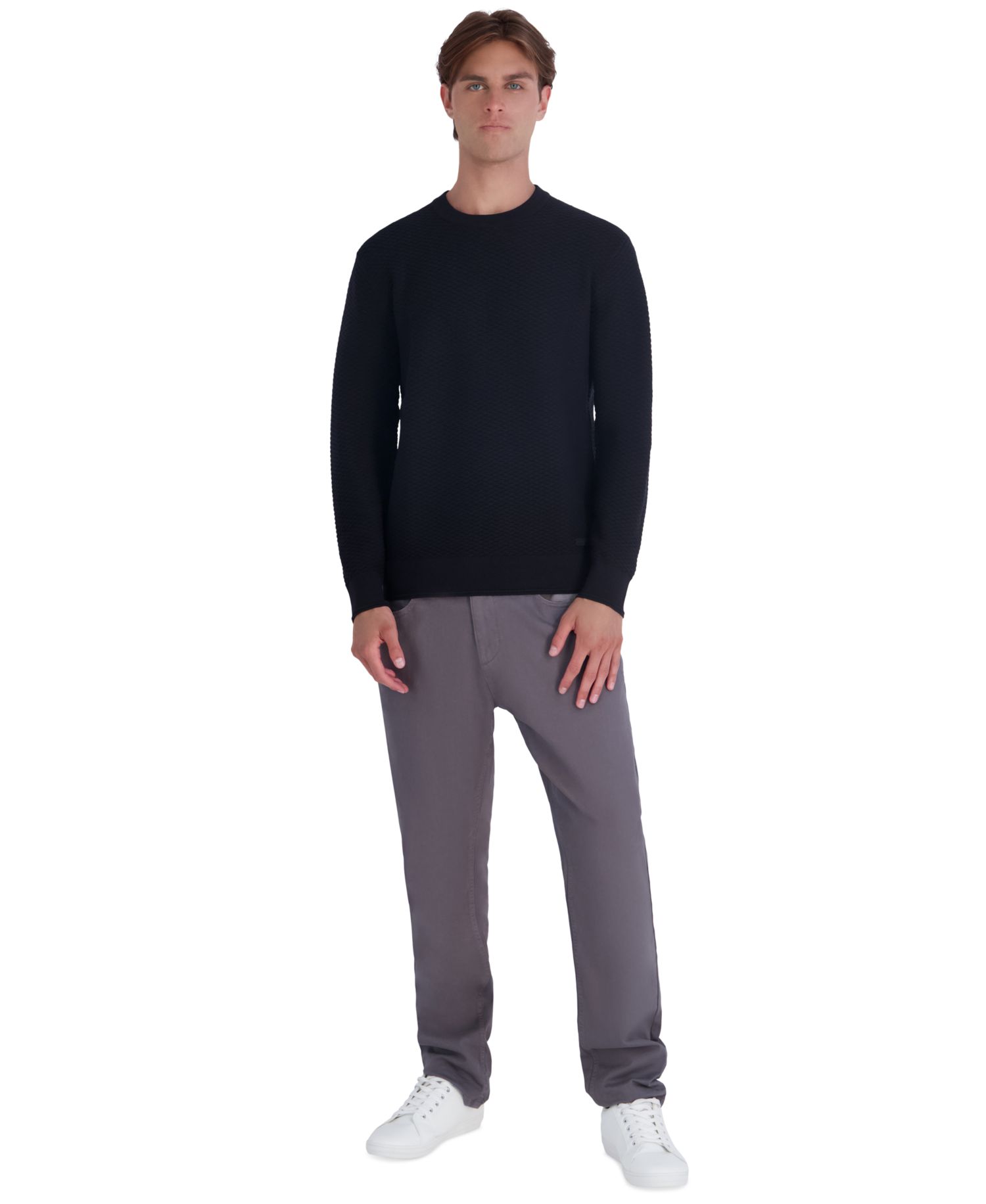 Men's Textured Crewneck Modern-Fit Sweater