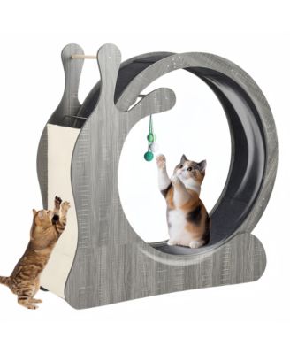 Cat Wheel Exerciser for Indoor Cats, 3-in-1 Treadmill with Scratching Board and Play Balls, Quiet Running Wheel