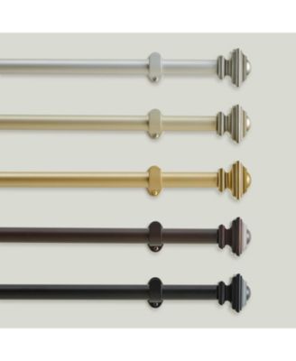 Madrid 1" Single Curtain Rod with Sculptural Stacked Square Finial Design