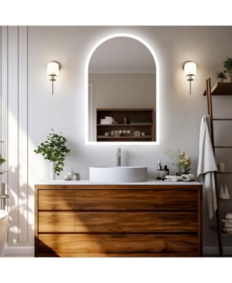 24"x36" Arched Dimmable LED Mirror with Backlit Anti-Fog Smart Switch for Hotel Bedroom