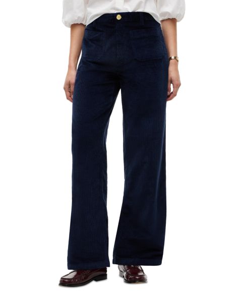 Женские брюки Tommy Hilfiger Corduroy Wide-Leg, цвет: Тёмный синий