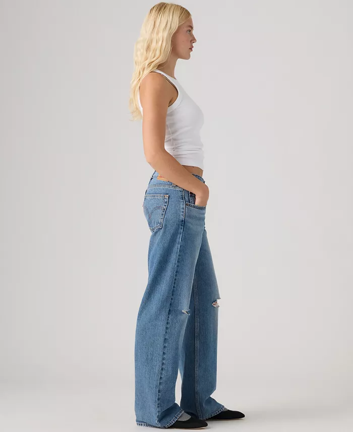 Women's Super-Low Double-Button Relaxed-Fit Denim Jeans - thumbnail 5