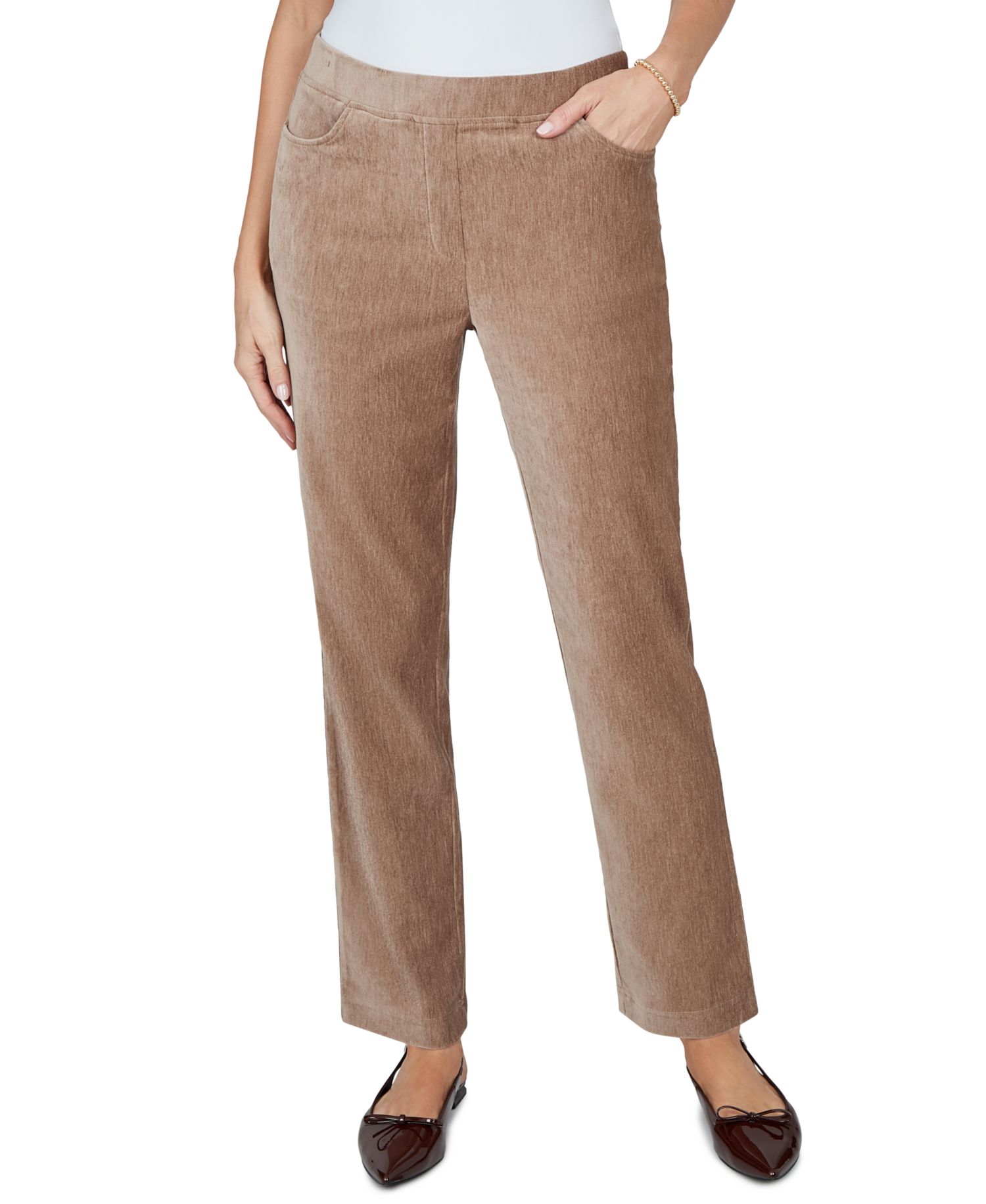 Petite Classics Pull-On Straight Corduroy Pants