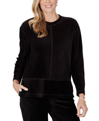 Petite Ribbed Crewneck 3/4-Sleeve Sweater