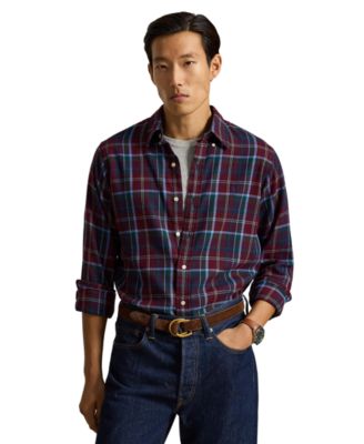 Men's Long-Sleeve Plaid Brushed Flannel Shirt