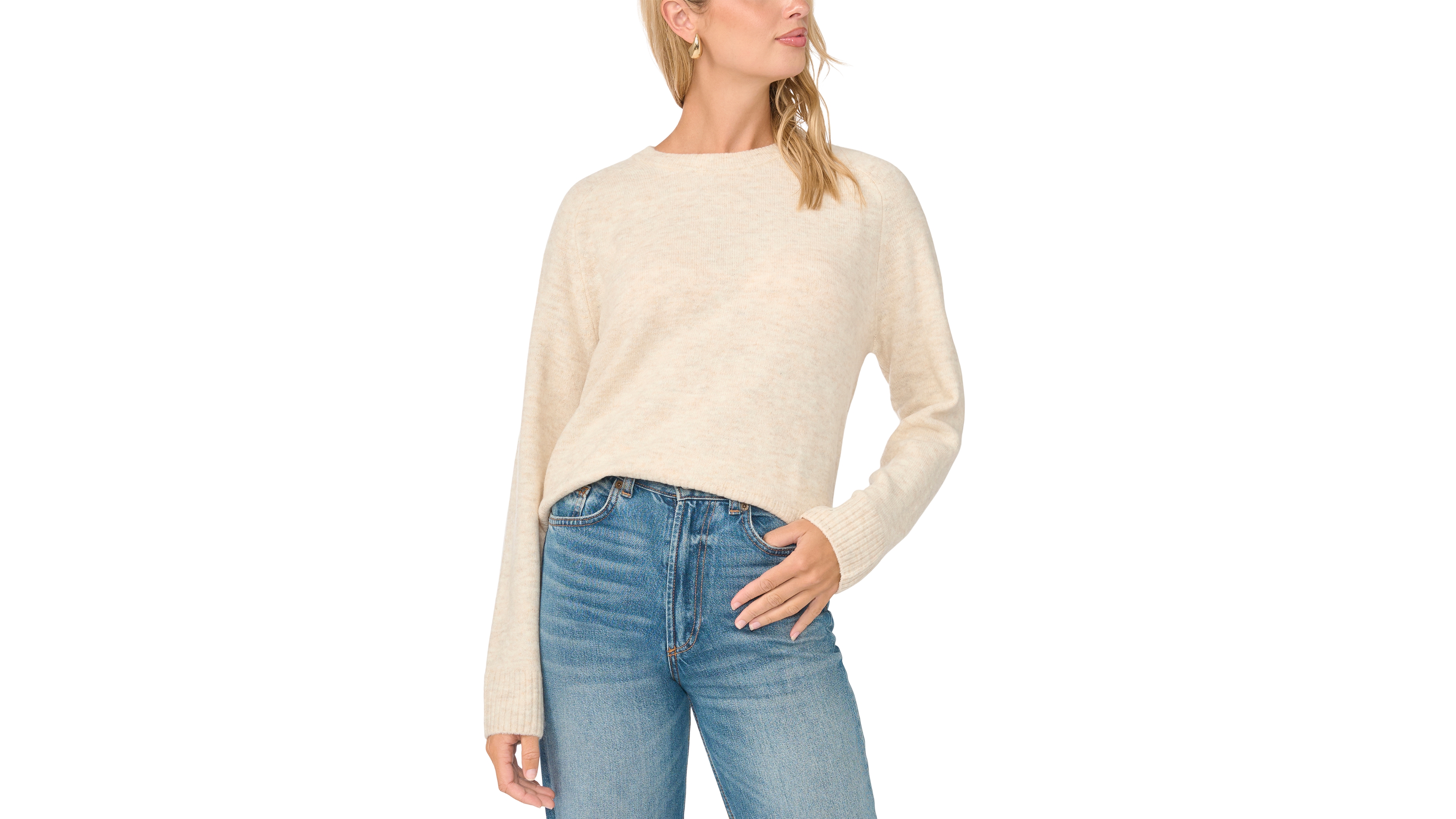 Vince Camuto Women's Saddle Shoulder Crewneck Loose Long-Sleeve Sweater