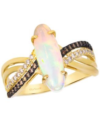 Neopolitan Opal & Chocolate Diamond Ring (0.23 ct. t.w.) in 14k Yellow Gold